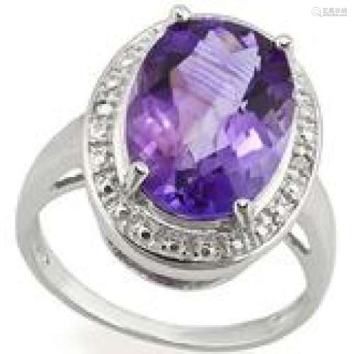 DELIGHTFUL 4CT RAISED AMETHYST FACETED CUT RING