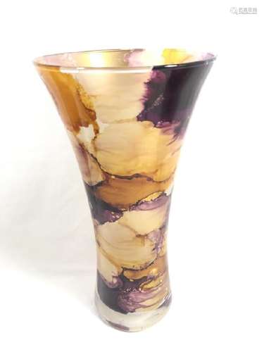 UNIQUE PURPLE/GOLD INFUSIONS GLASS DECO VASE