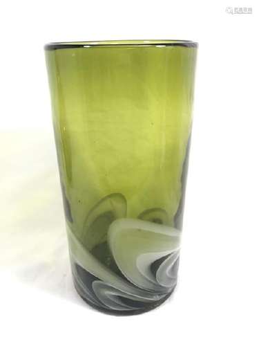 FANTASTIC VINTAGE GREEN/WHITE SWIRL DECO VASE