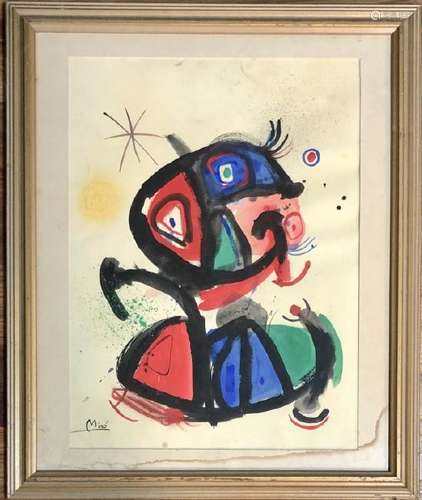 JOAN MIRO ABSTRACT WATERCOLOR V$4,500