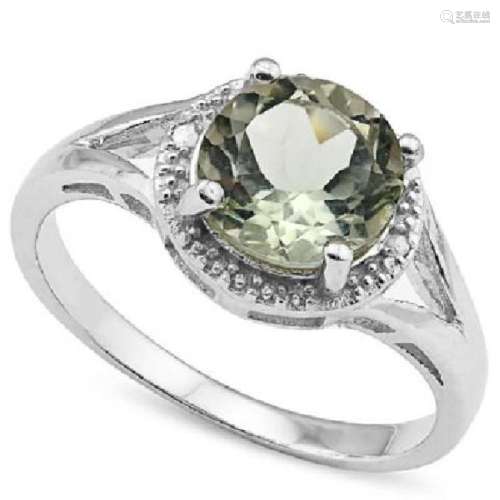 CLASSIC ROUND CUT 1CT GREEN AMETHYST SOLITAIRE RING