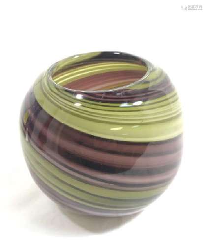 LAVENDAR/GREEN SWIRL GLASS FISHBOWL VASE