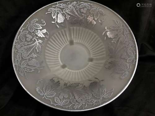 ELEGANT VINTAGE STERLING SILVER ETCHED FOOTED BOWL