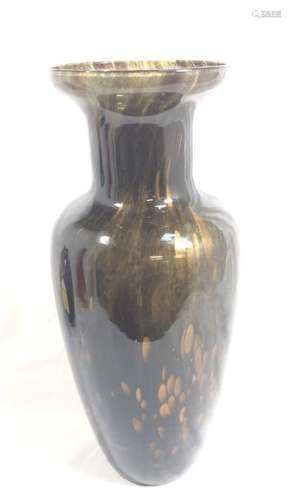 GORGEOUS GOLD SPUN DEEP BROWN VENETIAN GLASS VASE