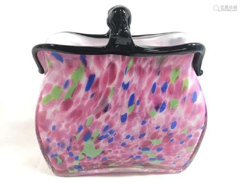 EXCELLENT BRIGHT PINK MILIFIORI MURANO GLASS PURSE