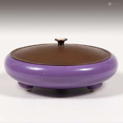 Porcelain Bowl with Hammered Copper  Potter Studio  Lid
