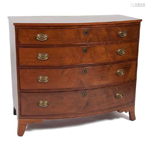 Massachusetts Hepplewhite Bowfront Chest in Mahogany