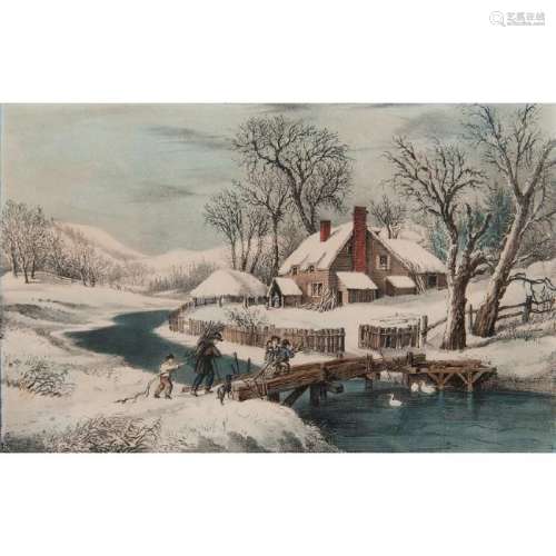 Currier & Ives  Winter Scene Lithographs, Lot of Four