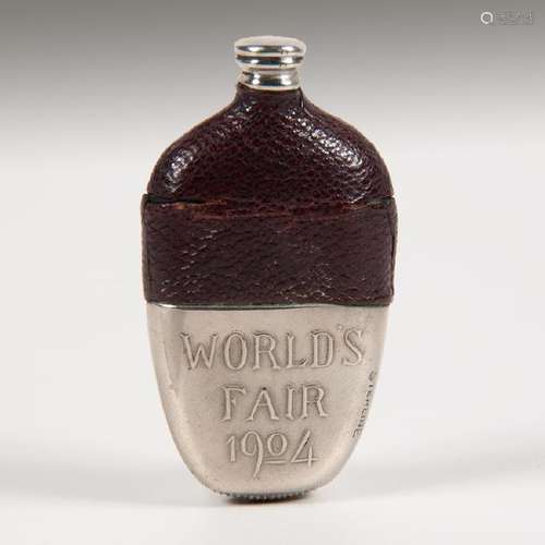 1904 St. Louis World's Fair Whiskey Flask Silverplated