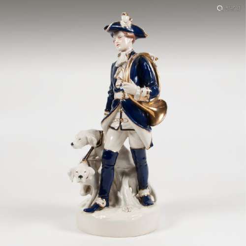 Royal Dux  Hunter and Dogs Porcelain Figural Group