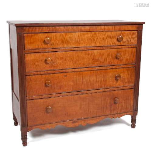 Country Sheraton Cherry and Tiger Maple Chest of