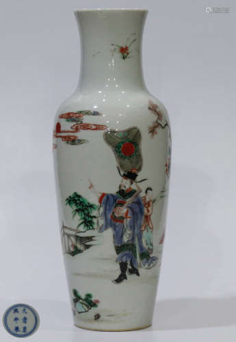 A QIANJIANG GLAZE CASTED CHARACTER STORY PATTERN VASE