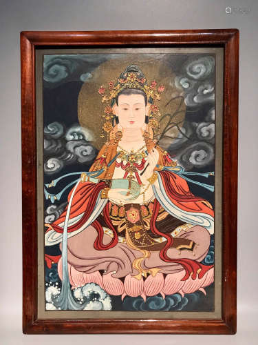 A MINERAL COLOR GUANYIN BUDDHA HANGING SCREEN