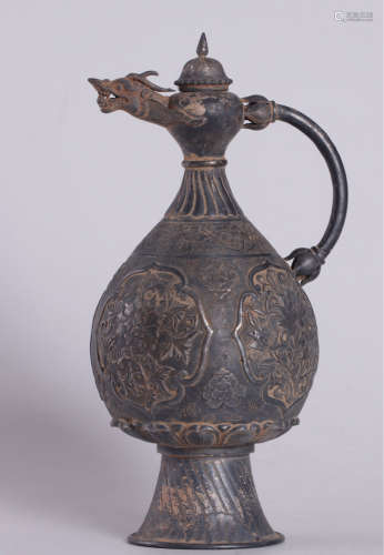 A SILVER DRAGON SHAPED SPOUT WINE EWER