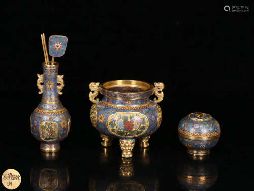 SET OF CLOISONNE STUDY UTENSIALS