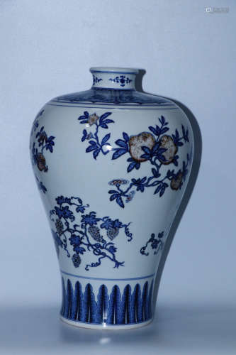 17-19TH CENTURY, A BLUE FLORAL PATTERN VASE          , QING DYNASTY