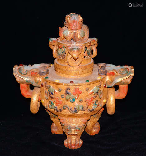 A LIANZHU CULTURE GILT CENSER