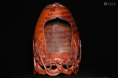 17-19TH CENTURY,A BAMBOO CARVED LUCID GANODERMA PATTERN SHRINE , QINGYNASTY