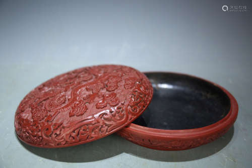 17-19TH CENTURY,A RED PAINTED BOX, QING DYNASTY
