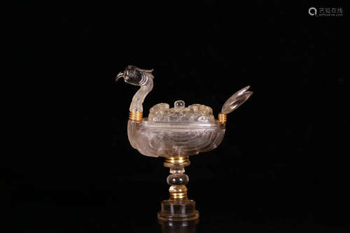 17-19TH CENTURY, A PHOENIX PATTERN OLD CRYSTAL BOX, QING DYNASTY