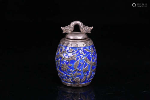 17-19TH CENTURY, A CLOCK DESIGN SILVER POT, QING DYNASTY