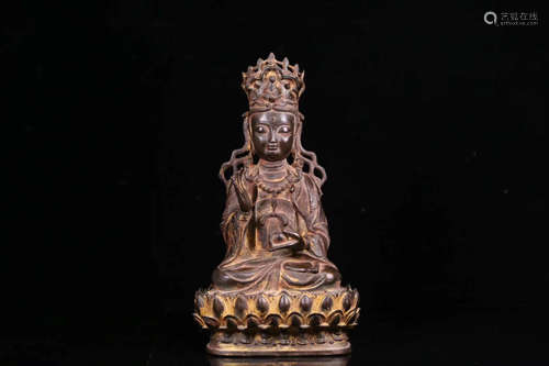 17-19TH CENTURY, A GILT BRONZE MEDICINE BUDDHA STATUE, QING DYNASTY