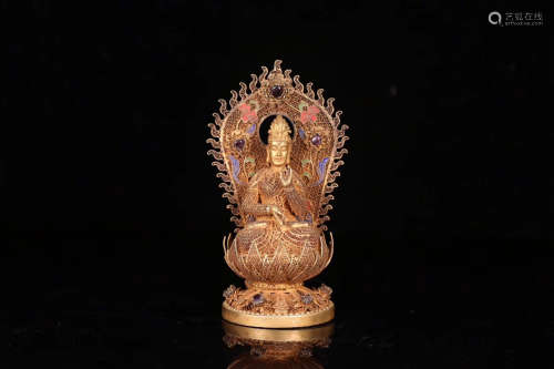 A GILT SILVER AVALOKITESVARA STATUE