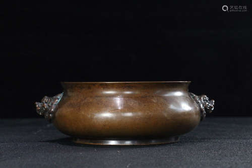 A DOUBLE EAR BRONZE CENSER