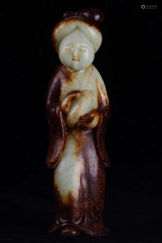 AN ANCIENT JADE CARVED CHARACTER ORNAMENT