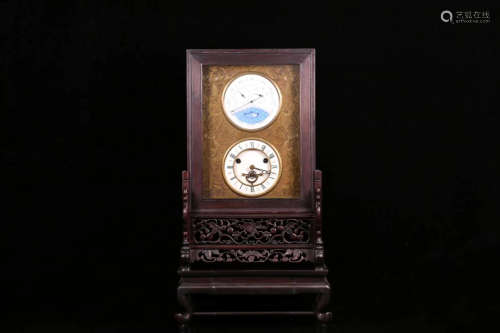17-19TH CENTURY, AN OLD ROSEWOOD MECHANICAL CLOCK, QING DYNASTY
