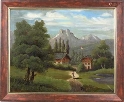 Sommer im Gebirge - Bossi, AÖl/Lwd rechts unten signiert A. Bossi (?), querformatige