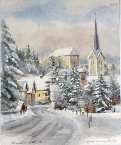 Winter in Moosburg - Bartasek, KarlAquarell links unten signiert Bartasel sowie datiert (19)99,