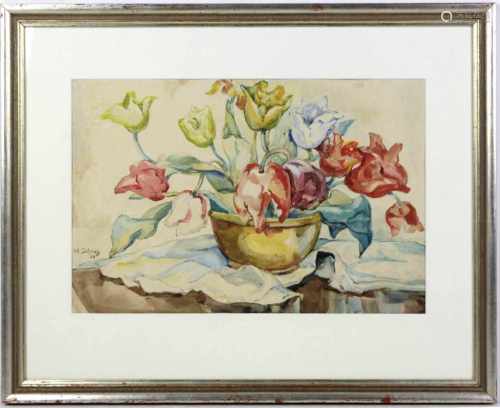 Frühlingsblumengruß - Schrag, Martha 1946Aquarell links unten signiert M. Schrag sowie dateiret (