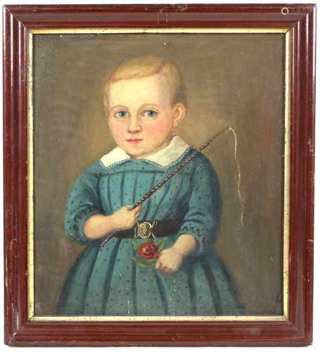 Biedermeier Kinderportrait um 1840Öl/Malplatte unsigniert, unbekannter Künstler, hochformatiges