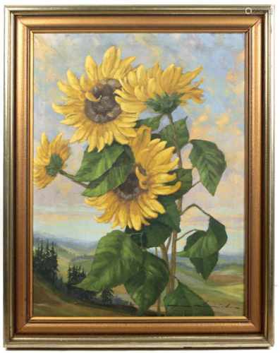 Sonnenblumen - Münnich, HeinzÖl/Lwd. rechts unten signiert Heinz Münnich, hochformatiger Blick von