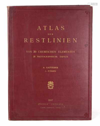 Atlas der Restlinienvon 30 Chemischen Elementen, von A.Gatterer u. J.Junkes, Mappe mit 28
