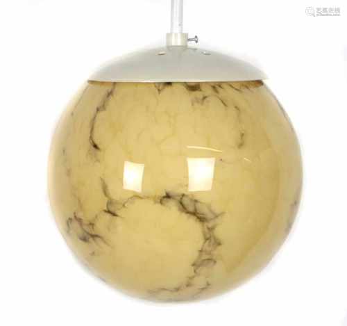 DeckenlampeMehrschichtglas Kugelkorpus mit elfenbeinfarbigem marmoriertem u. weiß opakem