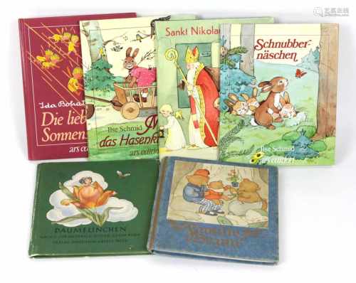 6 Kinderbücherkleinformatig, farbig illustriert, mit 1. Däumelinchen. 2. Famile Braun. 3. 
