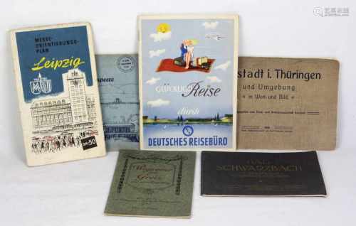Posten Reise- Broschüren6 Stück, dabei *Glückliche Reise* durch Deutsches Reisebüro, DER, 1955, *