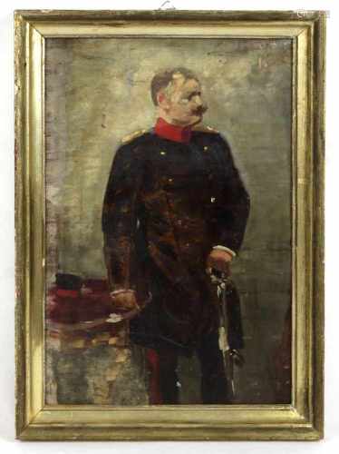 Wilhelm II. - unbekannter KünstlerÖl/Holzplatte unsigniert, hochformatiges Portrait von Kaiser