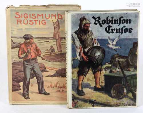 Robinson Crusoe u.a.2 Bücher, dabei *Robinson Crusoe* nach Campe, für die Jugend bearb. von M.Fuchs,