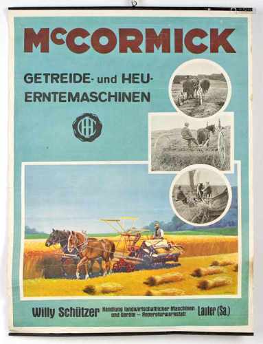 Willy Schützer, Lauter/ Sa.farbig illustriertes Werbe Rollbild *Mc Cormick Getreide- u.