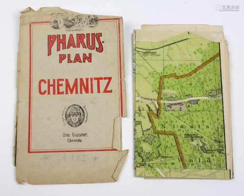 Chemnitz. Stadtplan 1905Pharus-Plan, Ca. 1905. Hsg. Otto Gassner, Chemnitz, Buchhandlung