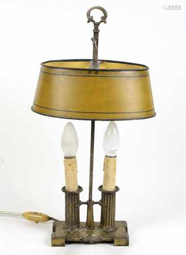 Tischlampe 1930er Jahrerechteckige Bodenplatte mit Handhabe, Halterung für höhenverstellbaren ovalen