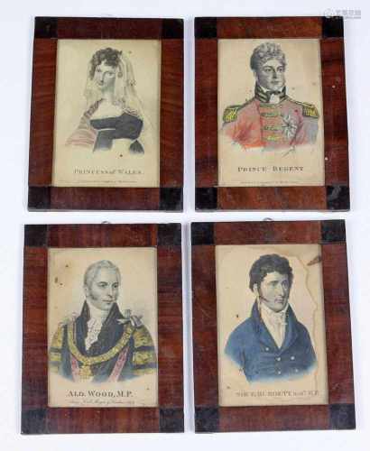 4 Biedermeier Rahmen um 1830/40rechteckige Rahmen aus polierten Mahagonie Platten mit ebonisierten