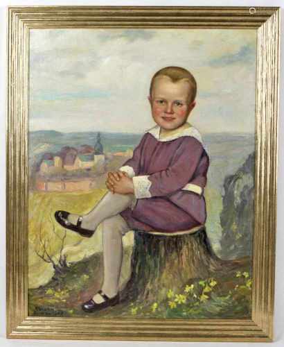 Kinderportrait - Zwickau 1927Öl/Lwd links unten signiert R. Hahn sowie orstbez. Zwickau u. datiert