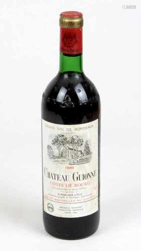 französischer Rotwein von 1981grüne Flasche mit Originalverschluß u. Etikett, Chateau Guionne