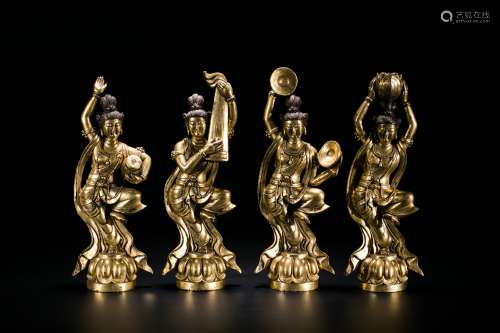 A Group of Four Gilt-Bronze Figures