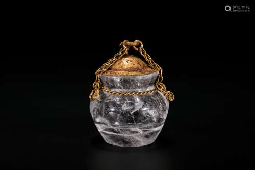 A Fine Gilt-Silver Crystal Covered Jar
