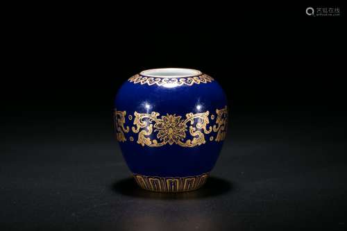 A Fine Blue-Glazed Gilt Water Pot